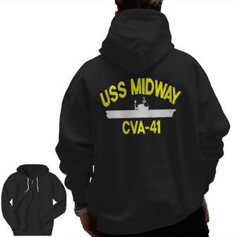 Uss Midway Cva41 Aircraft Carrier Veterans Day Front&Back Zip Up Hoodie Back Print | Mazezy