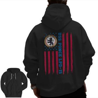 Uss Ponce Lpd 15 Amphibious Transport Dock Ship Veterans Day Zip Up Hoodie Back Print | Mazezy