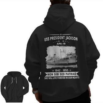 Uss President Jackson Apa Zip Up Hoodie Back Print | Mazezy