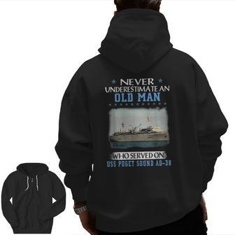 Uss Puget Sound Ad 38 Veteran's Day Father's Day Zip Up Hoodie Back Print | Mazezy