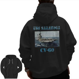 Uss Saratoga Cv60 Proud Navy Veteran Zip Up Hoodie Back Print | Mazezy