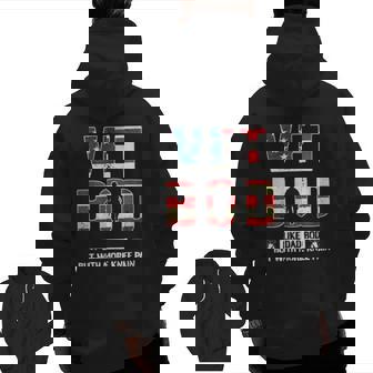Vet Bod Like Dad Bod With More Knee Pain American Flag Zip Up Hoodie Back Print | Mazezy