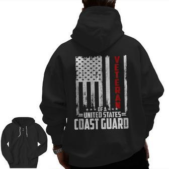 Veteran Of The United States Coast Guard Veteran Zip Up Hoodie Back Print | Mazezy