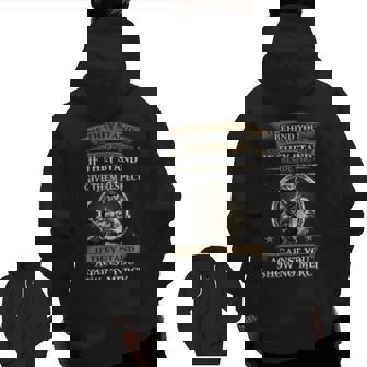Veteran If They Stand Behind You Give Them Protection Zip Up Hoodie Back Print | Mazezy