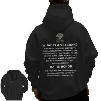 What Is A Veteran Zip Up Hoodie Back Print | Mazezy