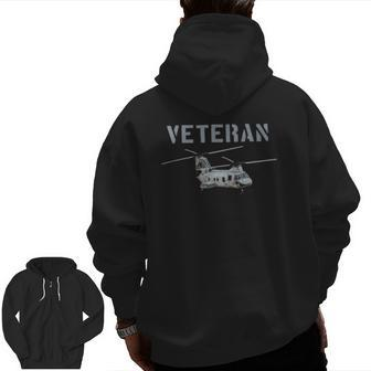 Veterans Ch-46 Sea Knight Helicopter Zip Up Hoodie Back Print | Mazezy