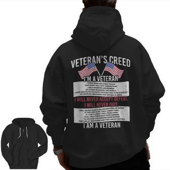 Veteran's Creed Patriot Grandpa Chirstian Vietnam War Zip Up Hoodie Back Print | Mazezy