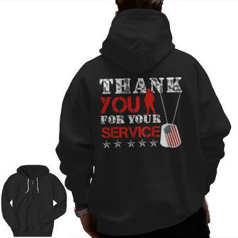 Veterans Day Tees Thank You For Your Service Zip Up Hoodie Back Print | Mazezy