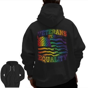 Veterans For Equality For Military Supporting Lgbtq Graphics Zip Up Hoodie Back Print | Mazezy
