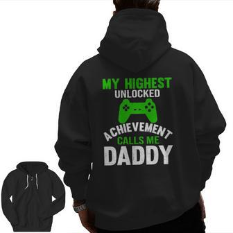 Video Gamer Dad Father's Day Dad Zip Up Hoodie Back Print | Mazezy