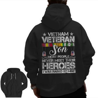 Vietnam Veteran Son Raised By My Hero Zip Up Hoodie Back Print | Mazezy