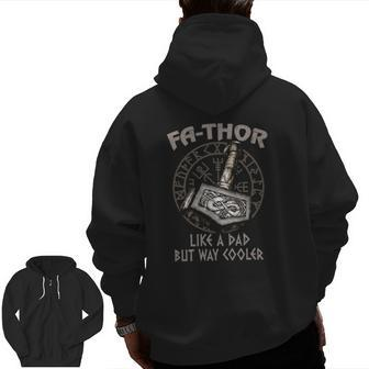 Viking Fa-Thor Father's Day essential Zip Up Hoodie Back Print | Mazezy