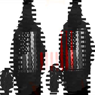 Vintage 4Th July American Flag Baseball Dad Men Boys Kids Zip Up Hoodie Back Print | Mazezy