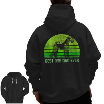 Vintage Best Airedale Terrier Dog Dad Ever Silhouette Sunset Zip Up Hoodie Back Print | Mazezy CA