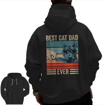 Vintage Best Cat Dad Ever Bump Fist Father's Day Tank Top Zip Up Hoodie Back Print | Mazezy
