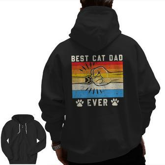 Vintage Best Cat Dad Ever Cat Dad Father's Day Zip Up Hoodie Back Print | Mazezy