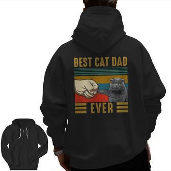 Vintage Best Cat Dad Ever Father's Day Scottish Fold Cat Zip Up Hoodie Back Print | Mazezy