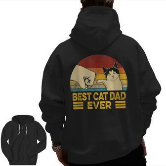 Vintage Best Cat Dad Ever Cat Daddy Father Day Zip Up Hoodie Back Print | Mazezy