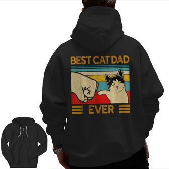Vintage Best Cat Dad Ever Cat Daddy Fathers Day Zip Up Hoodie Back Print | Mazezy