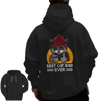 Vintage Best Cat Father Dad Ever Cat Daddy Father's Day Zip Up Hoodie Back Print | Mazezy UK