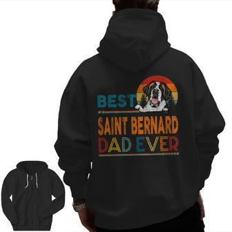 Vintage Best Saint Bernard Dad Ever Father's Day Zip Up Hoodie Back Print | Mazezy