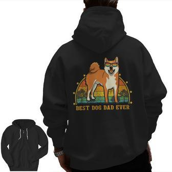 Vintage Best Shiba Inu Dog Dad Ever Dog Lover Zip Up Hoodie Back Print | Mazezy