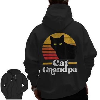 Vintage Cat Grandpa Cat Lover Cat Dad Fathers Day Zip Up Hoodie Back Print | Mazezy