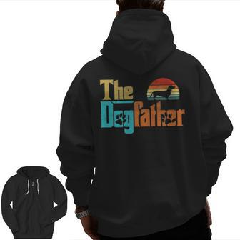 Vintage The Dogfather Dachshund Dog Owner Zip Up Hoodie Back Print | Mazezy