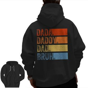 Vintage Father's Day Dada Daddy Dad Bruh Tie Dye Zip Up Hoodie Back Print | Mazezy CA
