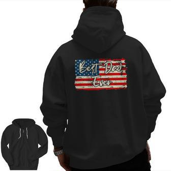 Vintage Flag Father's Day Or 4Th Of July Zip Up Hoodie Back Print | Mazezy