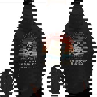 Vintage I Keep All My Dad Jokes In A Dadabase Dad Zip Up Hoodie Back Print | Mazezy