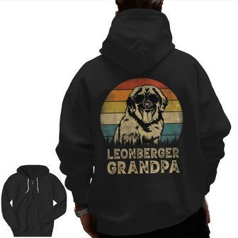 Vintage Leonberger Grandpa Dog Lovers Father's Day Zip Up Hoodie Back Print | Mazezy