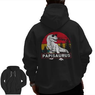 Vintage Papisaurus Papi Saurus Dinosaur Dad Men Zip Up Hoodie Back Print | Mazezy