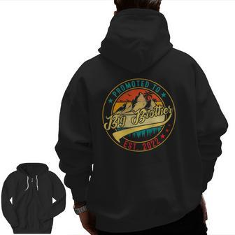 Vintage Promoted To Big Brother 2022 Father's Day New Grandpa Zip Up Hoodie Back Print | Mazezy DE