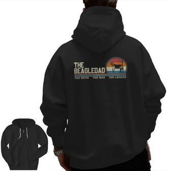 Vintage Retro The Beagle Dog Dad Pet Lover Silhouette Zip Up Hoodie Back Print | Mazezy