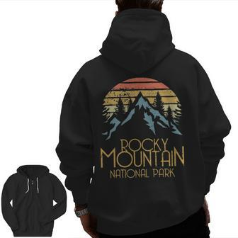 Vintage Rocky Mountains National Park Colorado Zip Up Hoodie Back Print | Mazezy