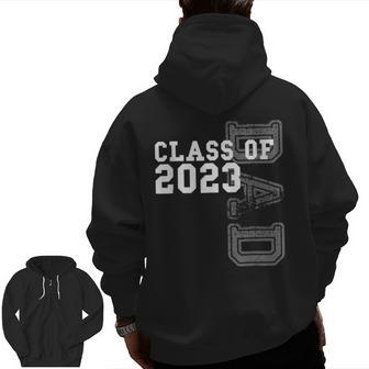 Vintage Senior 2023 Class Grad Proud Dad Class Of 2023 Zip Up Hoodie Back Print | Mazezy