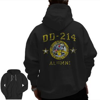 Vintage Us Army Veteran Dd214 Alumni Retro Dd214 Zip Up Hoodie Back Print | Mazezy