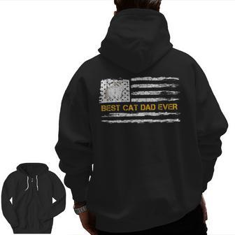 Vintage Usa American Flag Best Ragdoll Dad Ever Kitty Lover Zip Up Hoodie Back Print | Mazezy