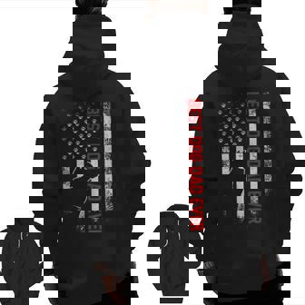 Vintage Usa Flag Best Pit Bull Pitbull Dad Ever Silhouette Zip Up Hoodie Back Print | Mazezy