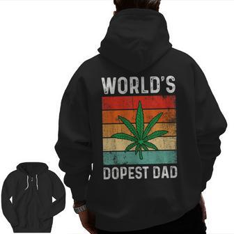 Vintage World's Dopest Dad Marijuana Cannabis Stoner Zip Up Hoodie Back Print | Mazezy