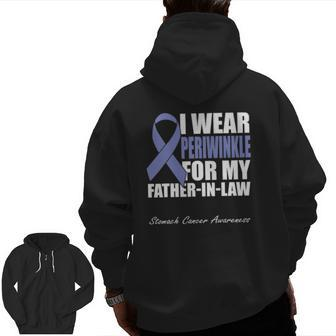 I Wear Periwinkle For My Father In Law Stomach Cancer Zip Up Hoodie Back Print | Mazezy