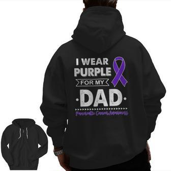 I Wear Purple For My Dad Pancreatic Cancer Awareness Support Zip Up Hoodie Back Print | Mazezy AU