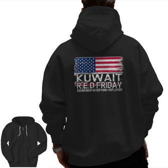 Wear Red For Deployed Kuwait Red Friday Military Zip Up Hoodie Back Print | Mazezy