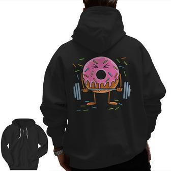 Weightlifing Barbell Workout Gym Weightlifter Donut Zip Up Hoodie Back Print | Mazezy