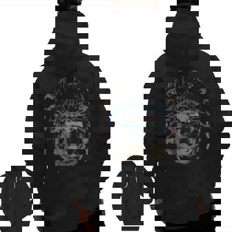 Wolf In Native Indian Headdress Zip Up Hoodie Back Print | Mazezy