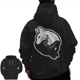 Wolf Wolves Yin And Yang Zen Zip Up Hoodie Back Print | Mazezy