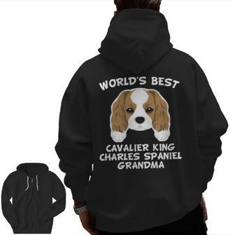 World's Best Cavalier King Charles Spaniel Grandma Zip Up Hoodie Back Print | Mazezy