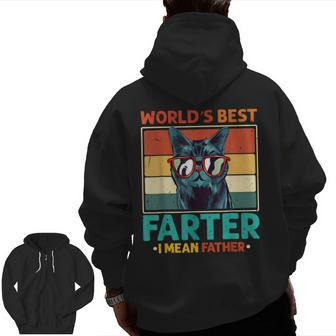 Worlds Best Farter I Mean Father T Best Cat Dad Ever Zip Up Hoodie Back Print | Mazezy