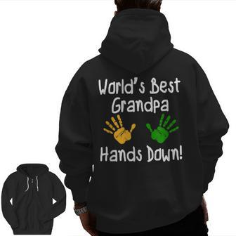 World's Best Grandpa Hands Down Zip Up Hoodie Back Print | Mazezy CA